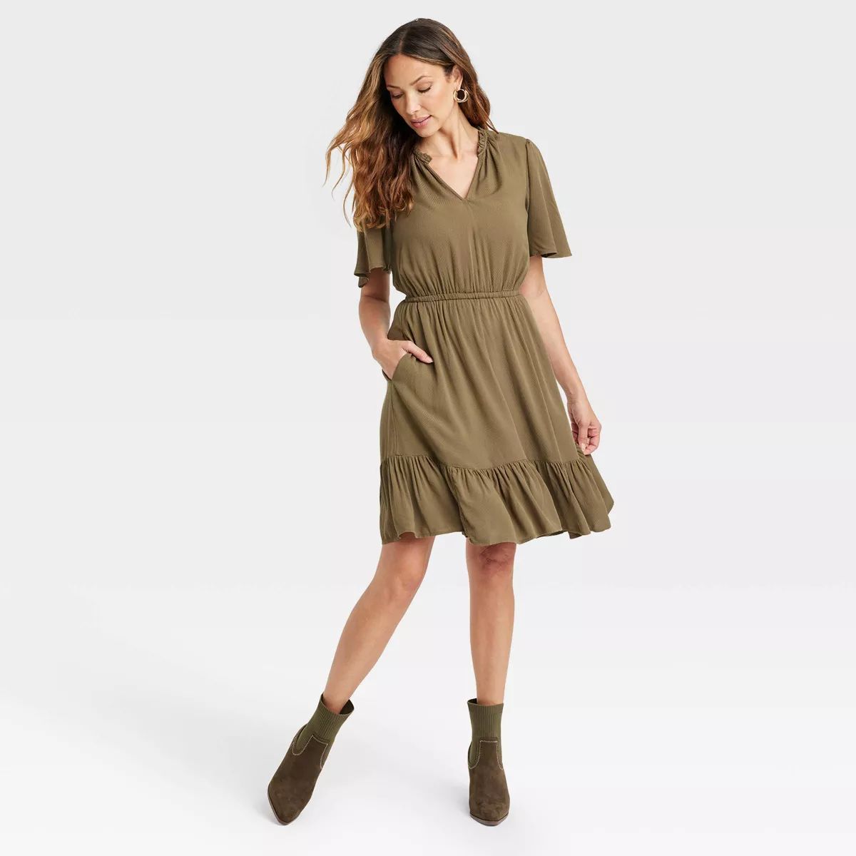 Women's Flutter Short Sleeve Tiered Dress - Knox Rose™ | Target