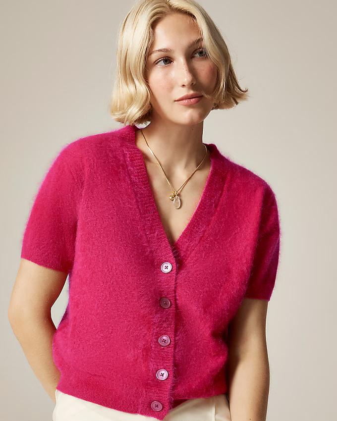 Brushed cashmere short-sleeve cardigan | J. Crew US