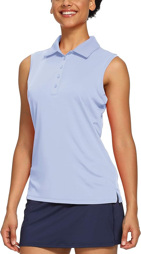 CQC Women's Golf Tennis Sleeveless Polo Shirts Quick Dry Athletic Tank Tops UPF 50+ | Amazon (US)