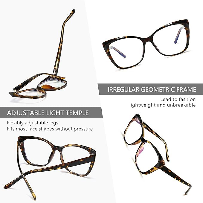 SUNGAIT Cat Eye Blue Light Glasses for Women Diamond Cut Geometric Frame SGT001 | Amazon (US)