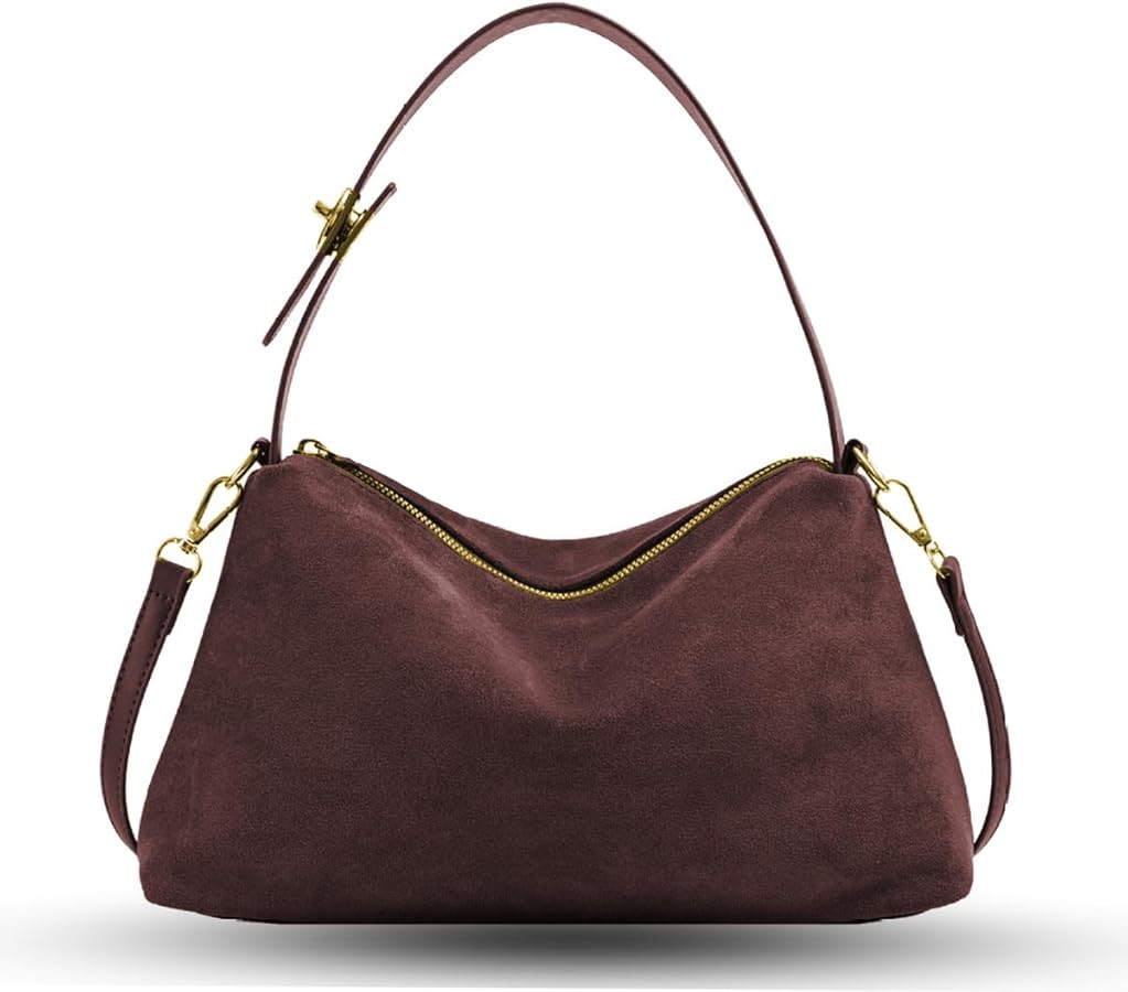 Suede Purses for Women Fashion Slouchy Shoulder Bag Retro Crescent Satchel Hobo Handbags for 2024 | Amazon (US)