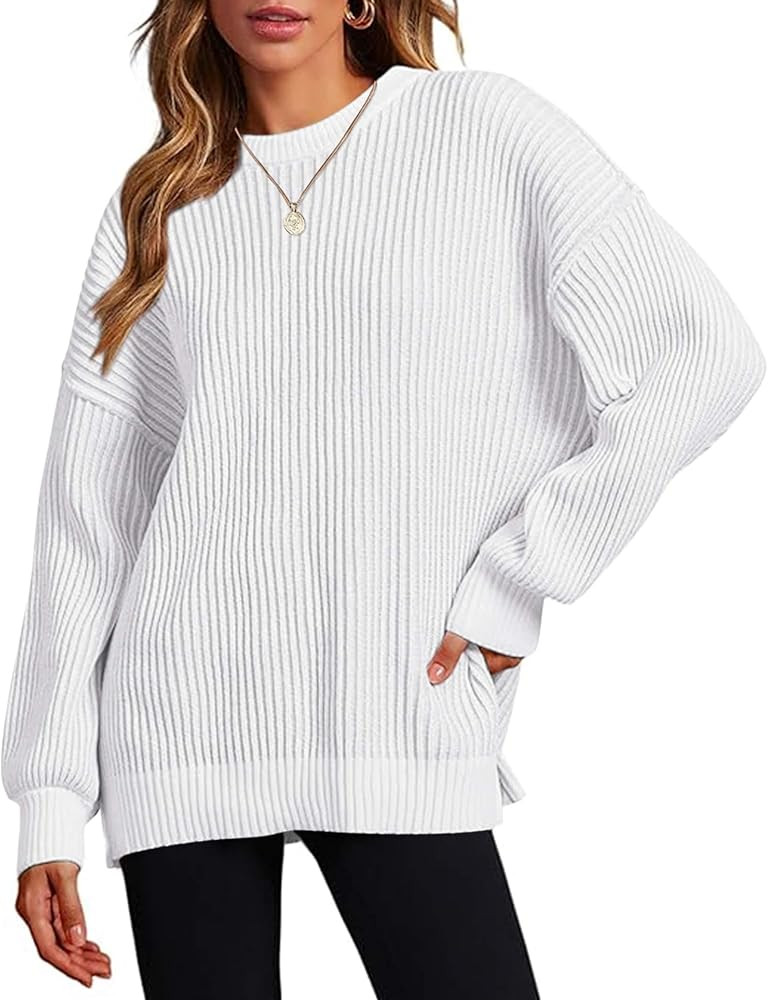 Zeagoo Women 2024 Fall Sweater Crew Neck Casual Long Sleeve Color Block Loose Pullover Rib Knit B... | Amazon (US)