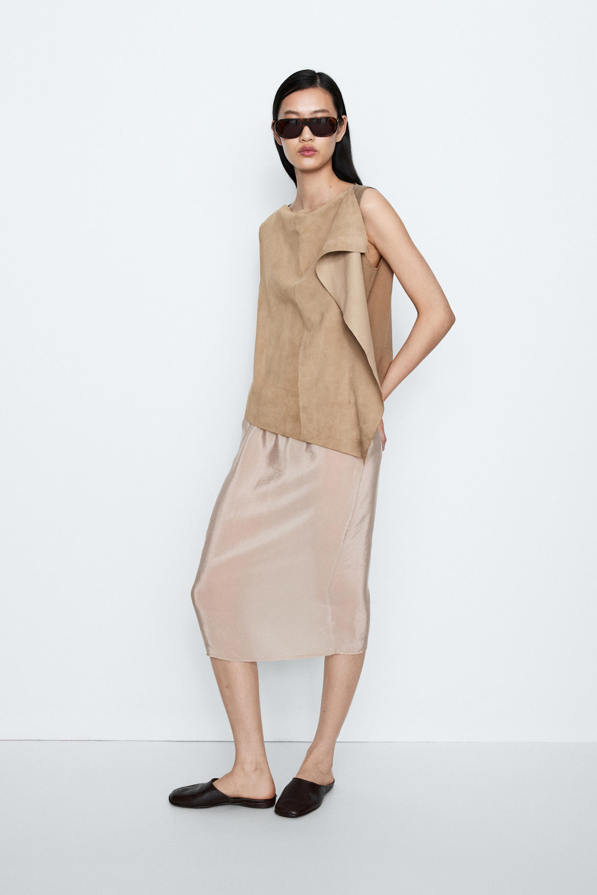 Asymmetric suede top - STUDIO | Massimo Dutti UK