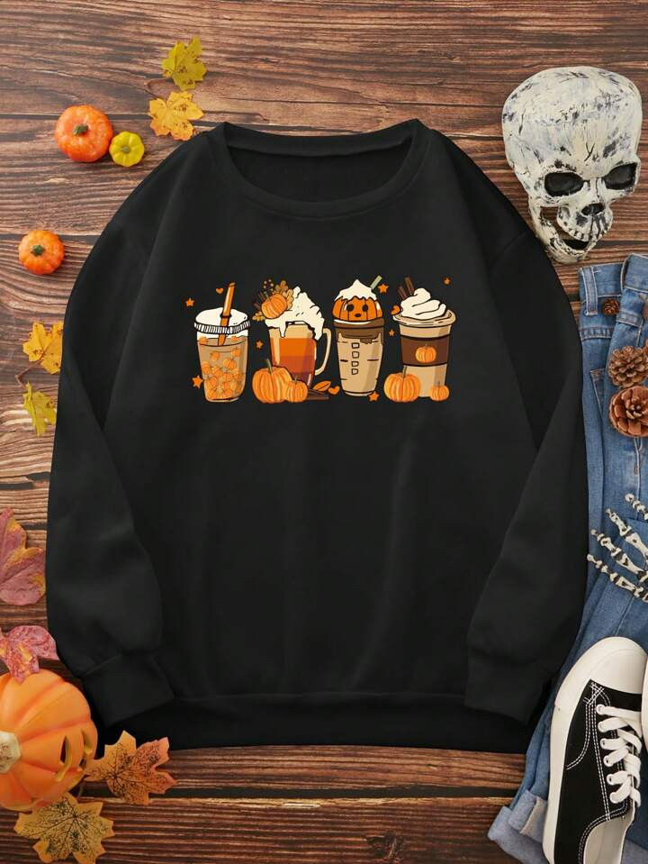 SHEIN LUNE Halloween Print Sweatshirt | SHEIN