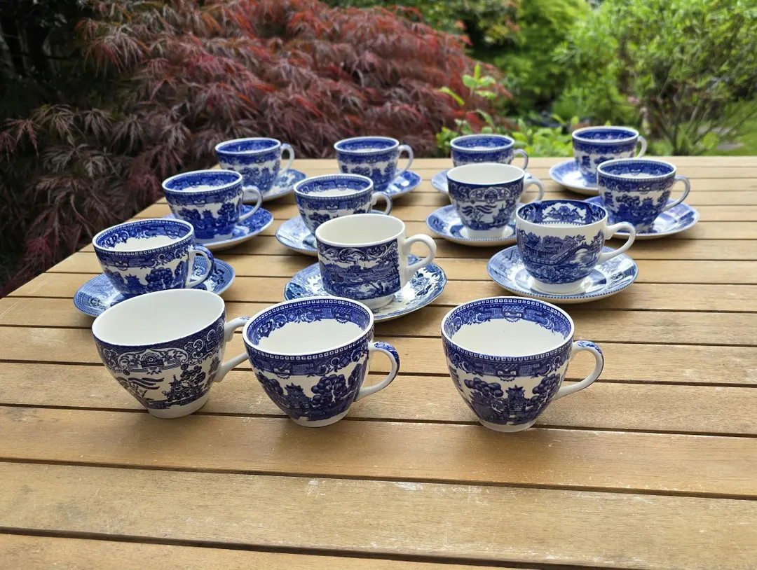 Vintage Willow Cup and Saucers Sets, Blue and White Design in Mixed Brands. Individually Availabl... | Etsy (US)