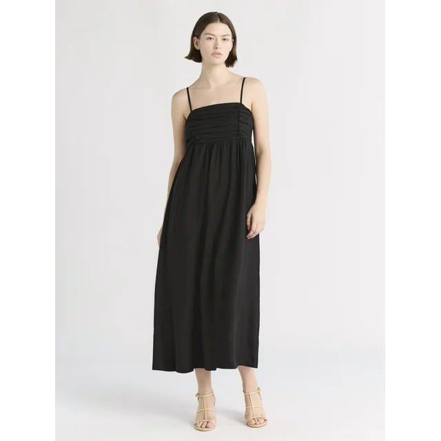 Free Assembly Women's Pleated Linen Blend Maxi Dress, Sizes XS-XXXL | Walmart (US)