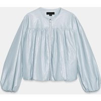 Zara - Faux Leather Balloon Jacket - Sky Blue - Xs - Woman | Zara US