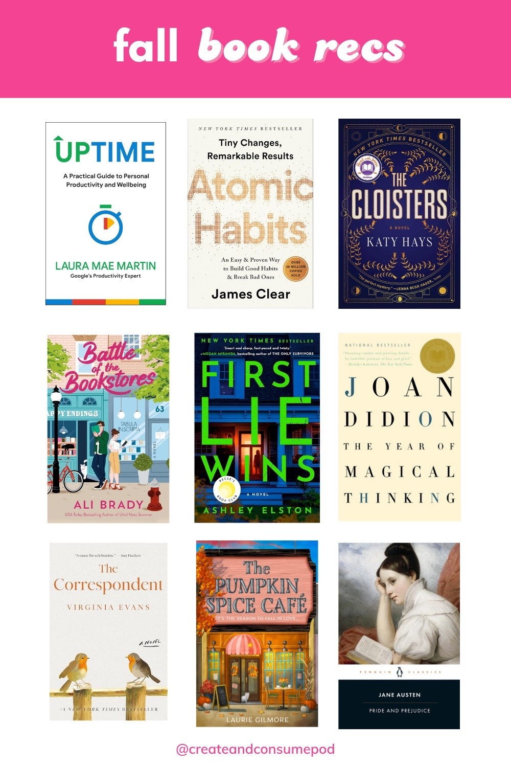 Fall book recommendations! I love a cozy read this time of year so whether you’re looking for memoir, art, mystery or productivity I’ve got you covered