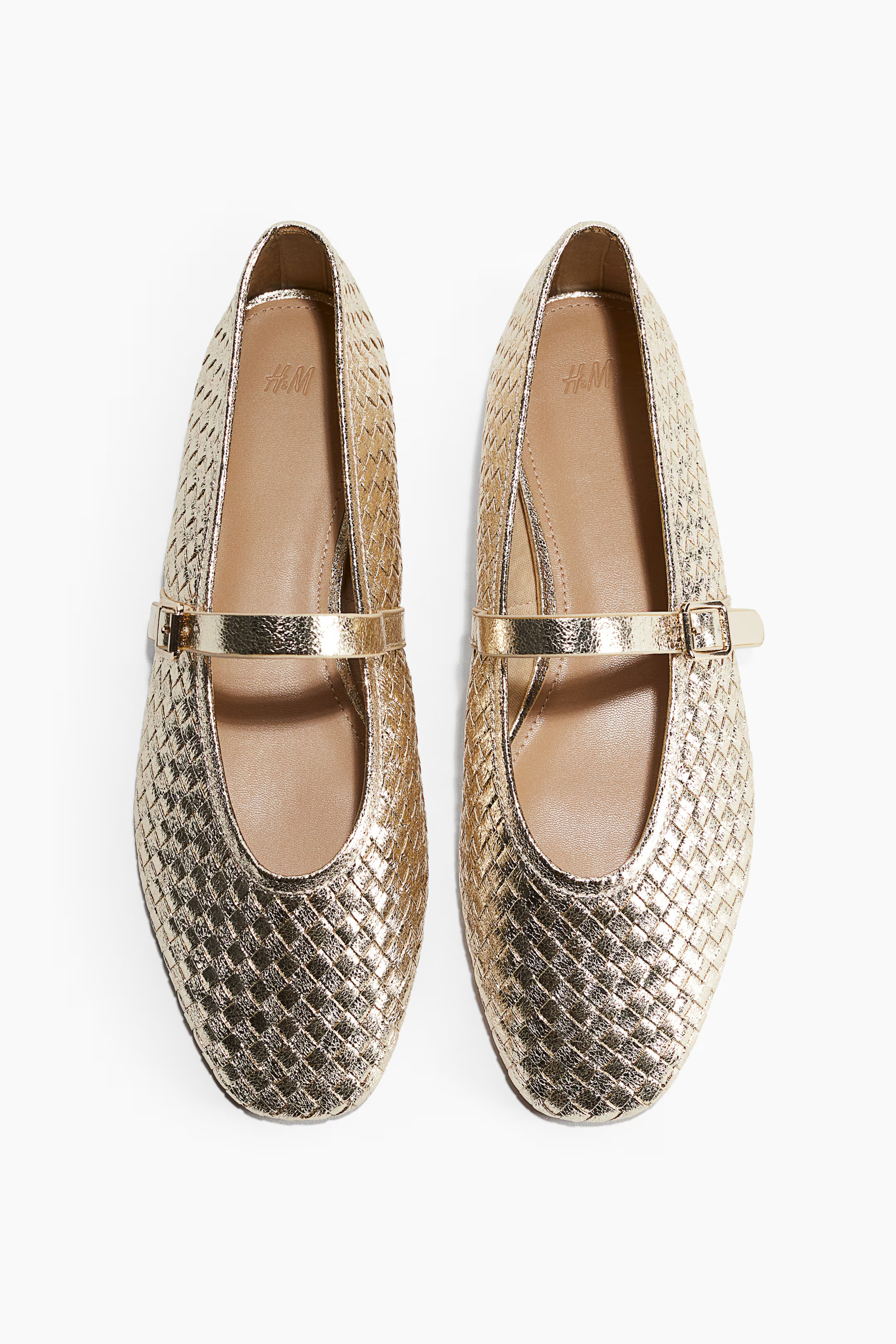 Braided Mary Janes - Gold-coloured - Ladies | H&M GB | H&M (UK, MY, IN, SG, PH, TW, HK)