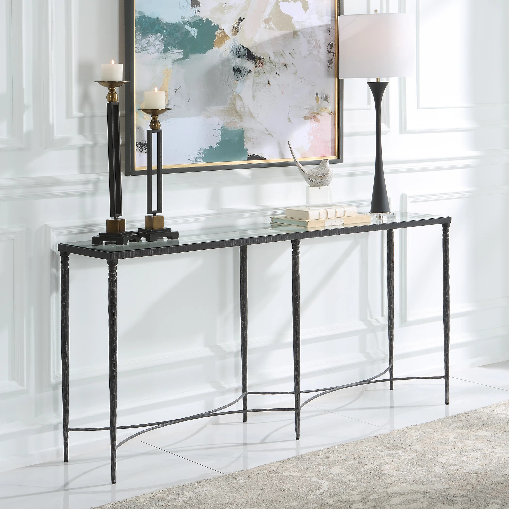 Roseberry 63.4'' Glass Top Console Table | Wayfair North America