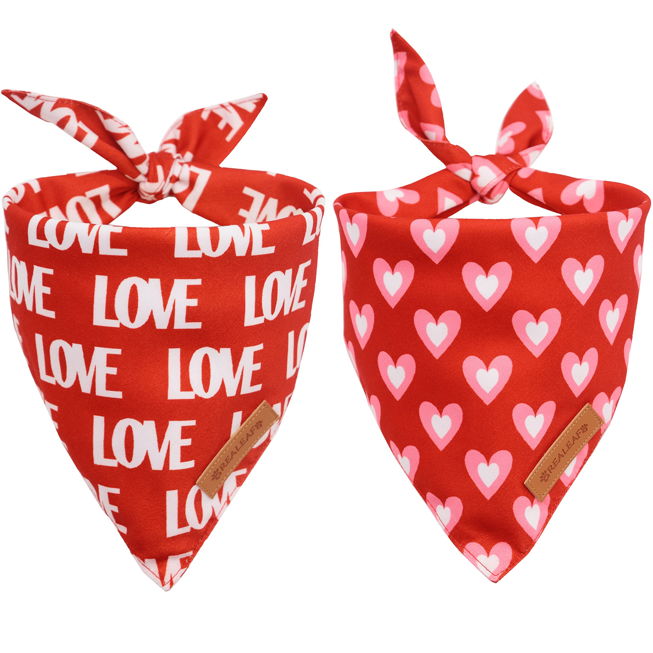 Realeaf Love Dog Bandanas 2 Pack, Triangle Reversible Mothers Day Valentine's Day Pet Scarf for B... | Amazon (US)