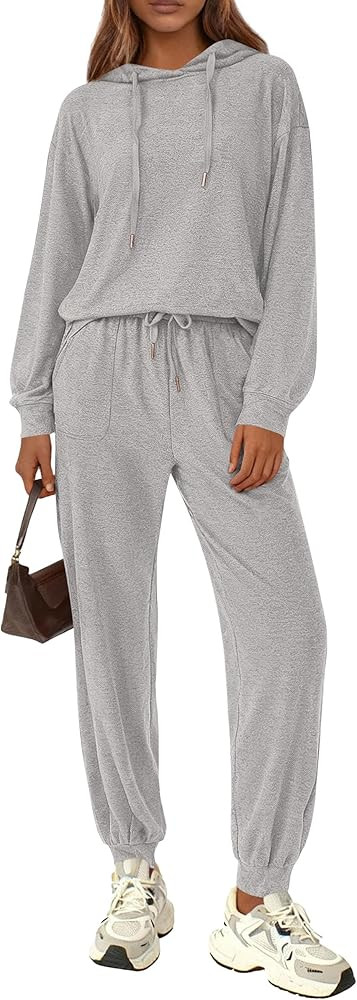 PRETTYGARDEN Women's 2 Piece Lounge Sets Fall Clothes Hoodies Sweatshirt Joggers Sweatpants Sweat... | Amazon (US)