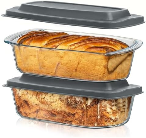 Razab LARGE 7.6 Cups/1800 ML/1.9 Qt Glass Loaf Pan with Lids (Set of 2) - Meatloaf Pan BPA free A... | Amazon (US)