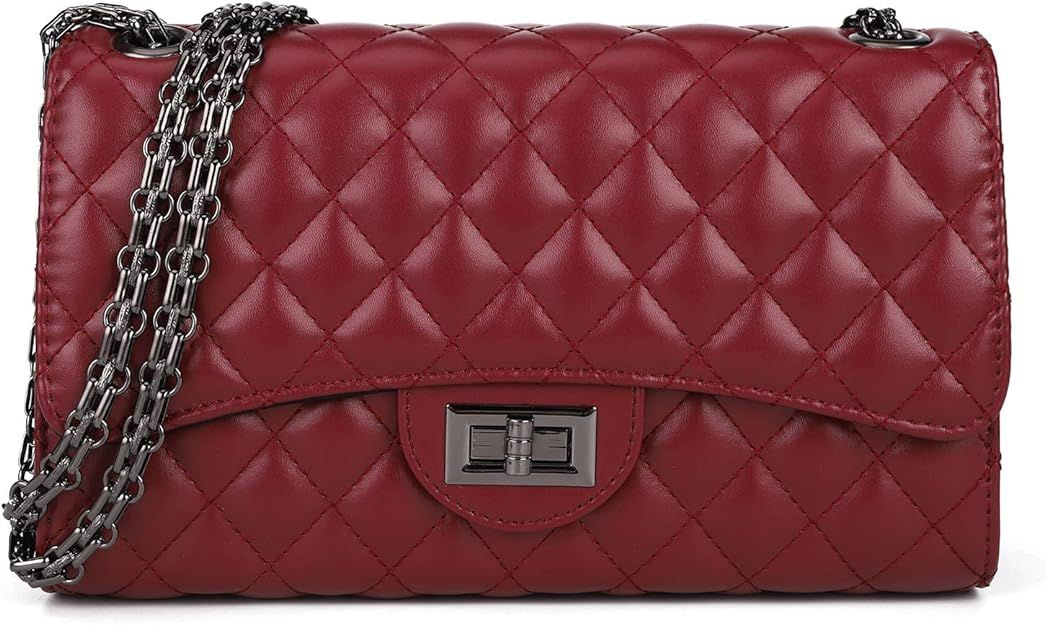 Quilted Crossbody Bags for Women Leather Ladies Shoulder Purses with Chain Strap Stylish Clutch P... | Amazon (US)