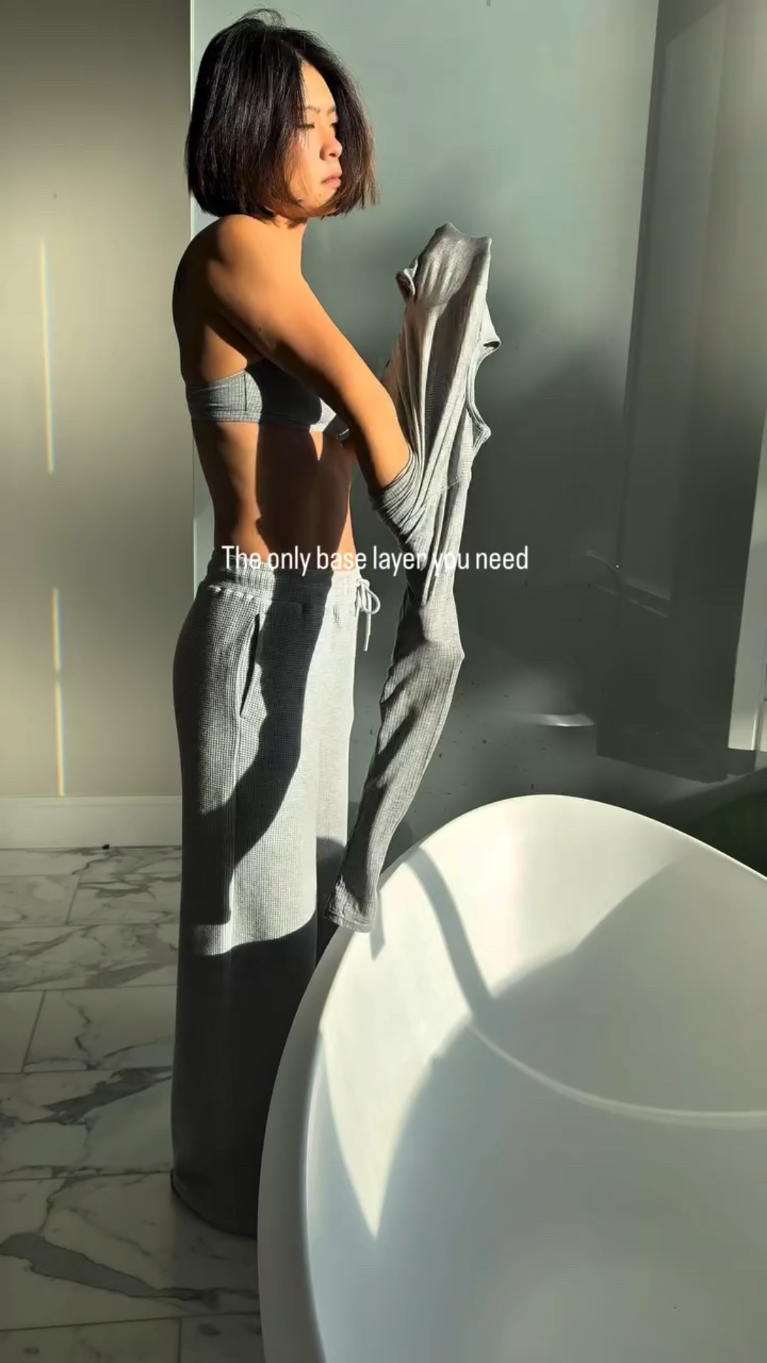 Softest cashmere-feel base layer ✨

Loungewear, elevated casual, comfy chic, simple looks, minimal fashion
#baselayer #simpleoutfits #minimalstreetstyle #comfychic #cozychic