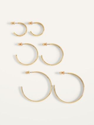 Real Gold-Plated Hoop Earrings 3-Pack for Women | Old Navy (US)