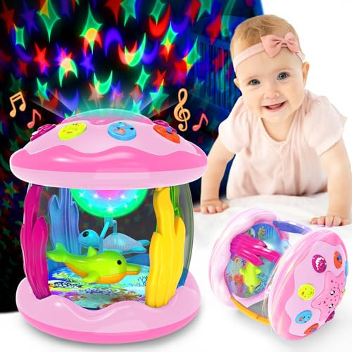 Baby Toys 6-12 Months - Musical Light Up Rotating Toys, Pink Ocean Projector for Infant 9-12-18 Month, Learning Visual & Hearing & Crawling Skill, Birthday Gifts for Toddler Boys Girls 1 2 3 Years Old | Amazon (US)