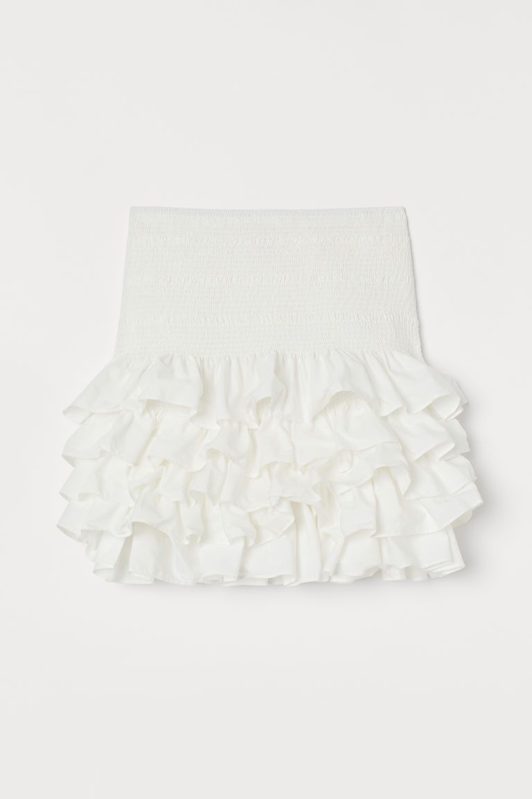 H & M - Ruffled Cotton Skirt - White | H&M (US + CA)