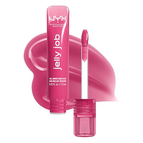 NYX PROFESSIONAL MAKEUP Jelly Job Lip Gloss, Lip Tint Gloss with Full-Bodied, Smoothing, and Hyper-Glossy Shine - Jelly Jammin' (Cool Pink) | Amazon (US)