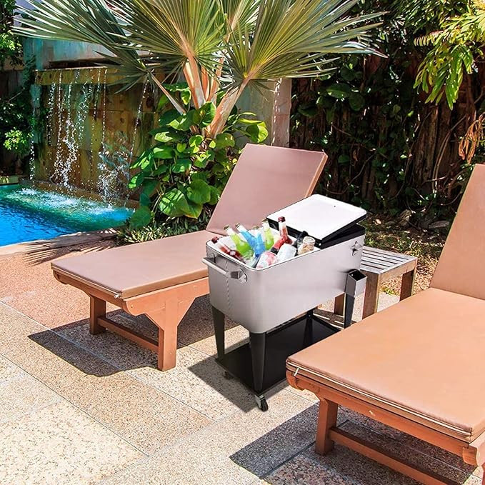 Giantex Rolling Cooler Cart, 80qt Outdoor Cooler with Locking Wheels, Storage Shelf, Bottle Opene... | Amazon (US)