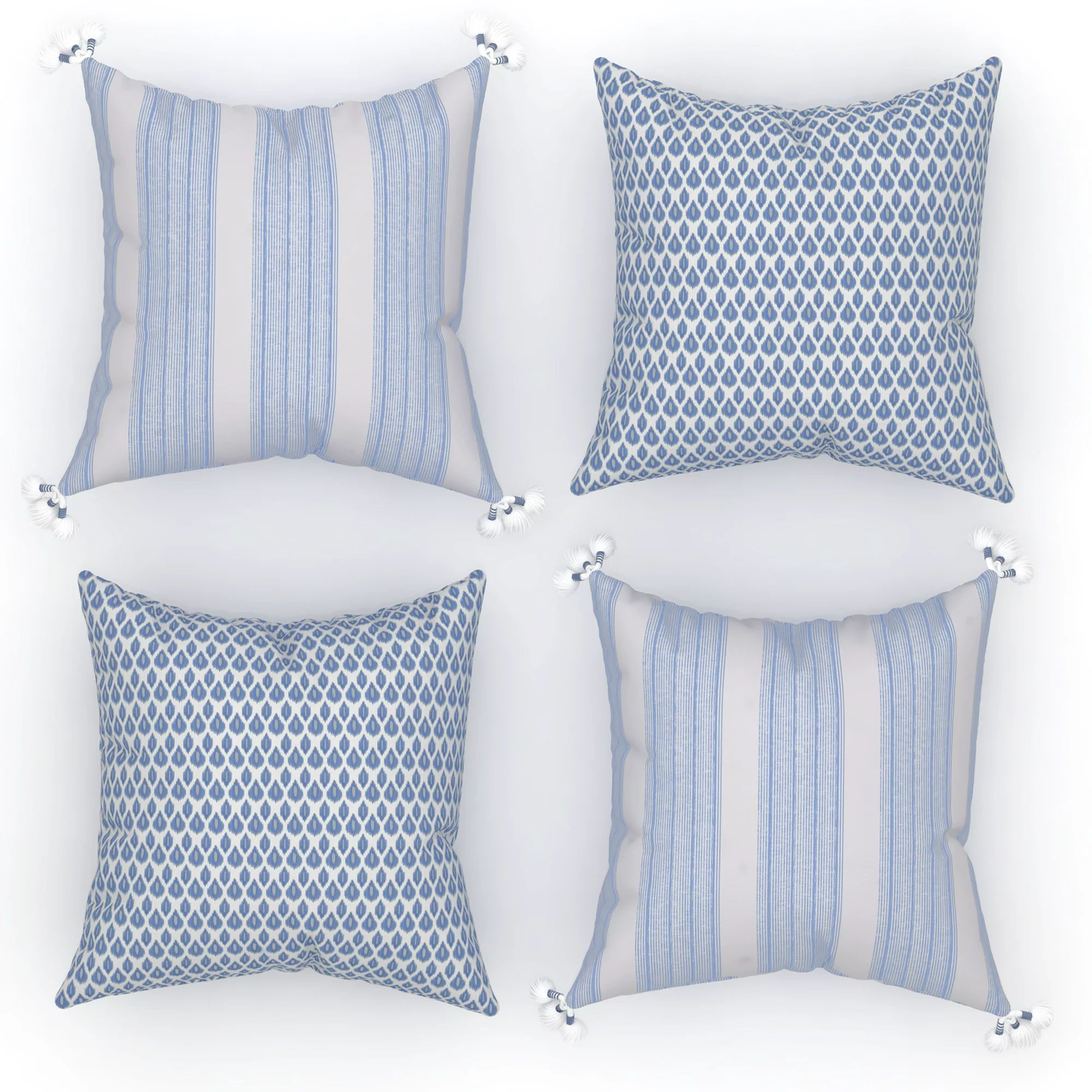 Coordinating Decorative Throw Pillow Covers, Square, 18" x 18", Blue, Set of 4, Stripes and Geome... | Walmart (US)