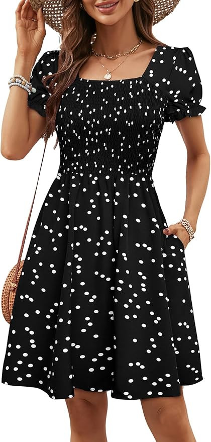 Berydress Women's Summer Dresses 2025 Pockets Short Sleeve Square Neck Flowy A Line Casual Boho S... | Amazon (US)