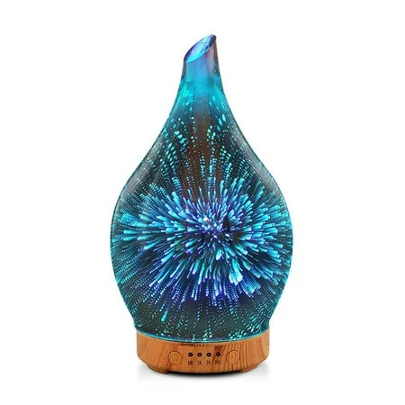 Essential Oil Diffuser 3D Glass Aromatherapy Ultrasonic Humidifier - 7 Color Changing LEDs, Waterles | Walmart (US)
