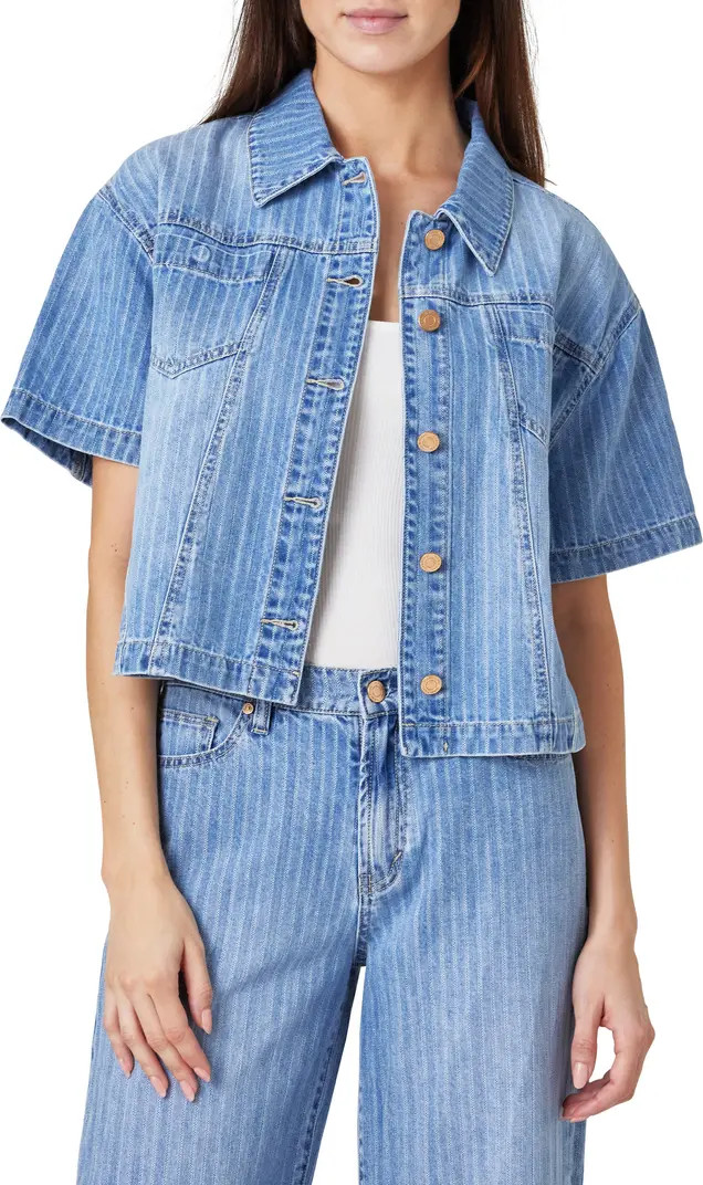 Oversize Short Sleeve Crop Denim Shirt | Nordstrom Rack