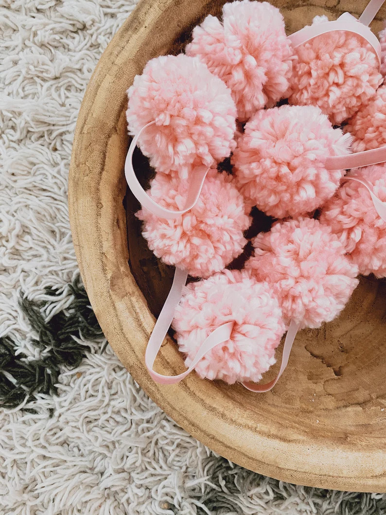 PINK Pom Pom Garland  Christmas Garland  Holiday Garland  | Etsy | Etsy (US)