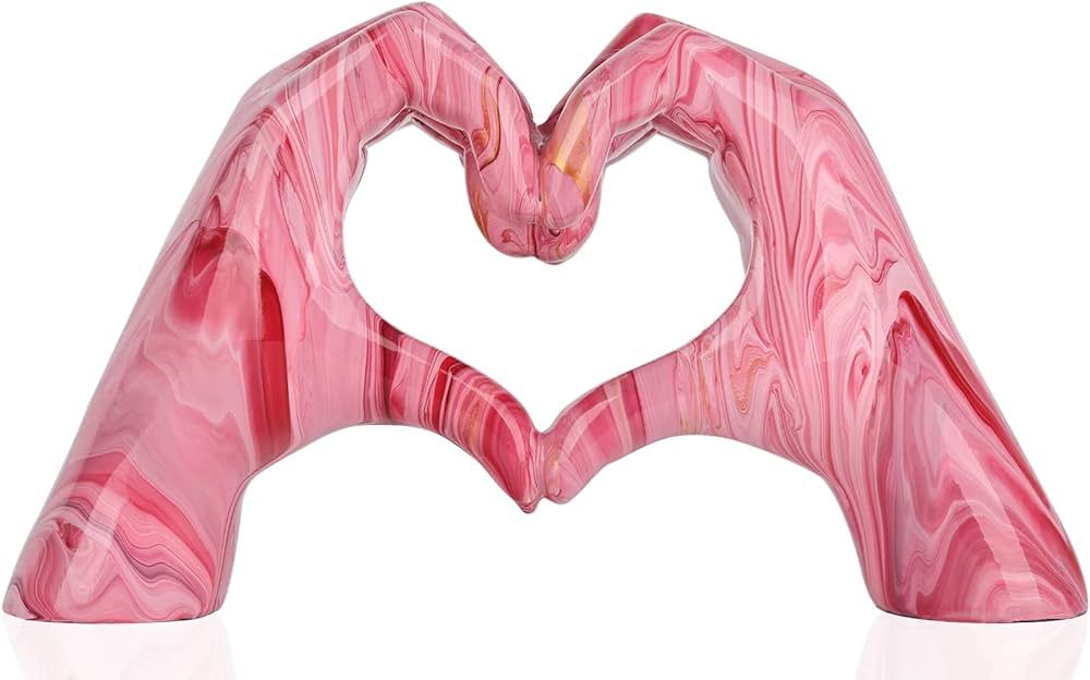 DOVDOV Pink Gesture Decoration, Modern Love Finger Statue, Modern Colourful Art Sculpture Persona... | Amazon (US)