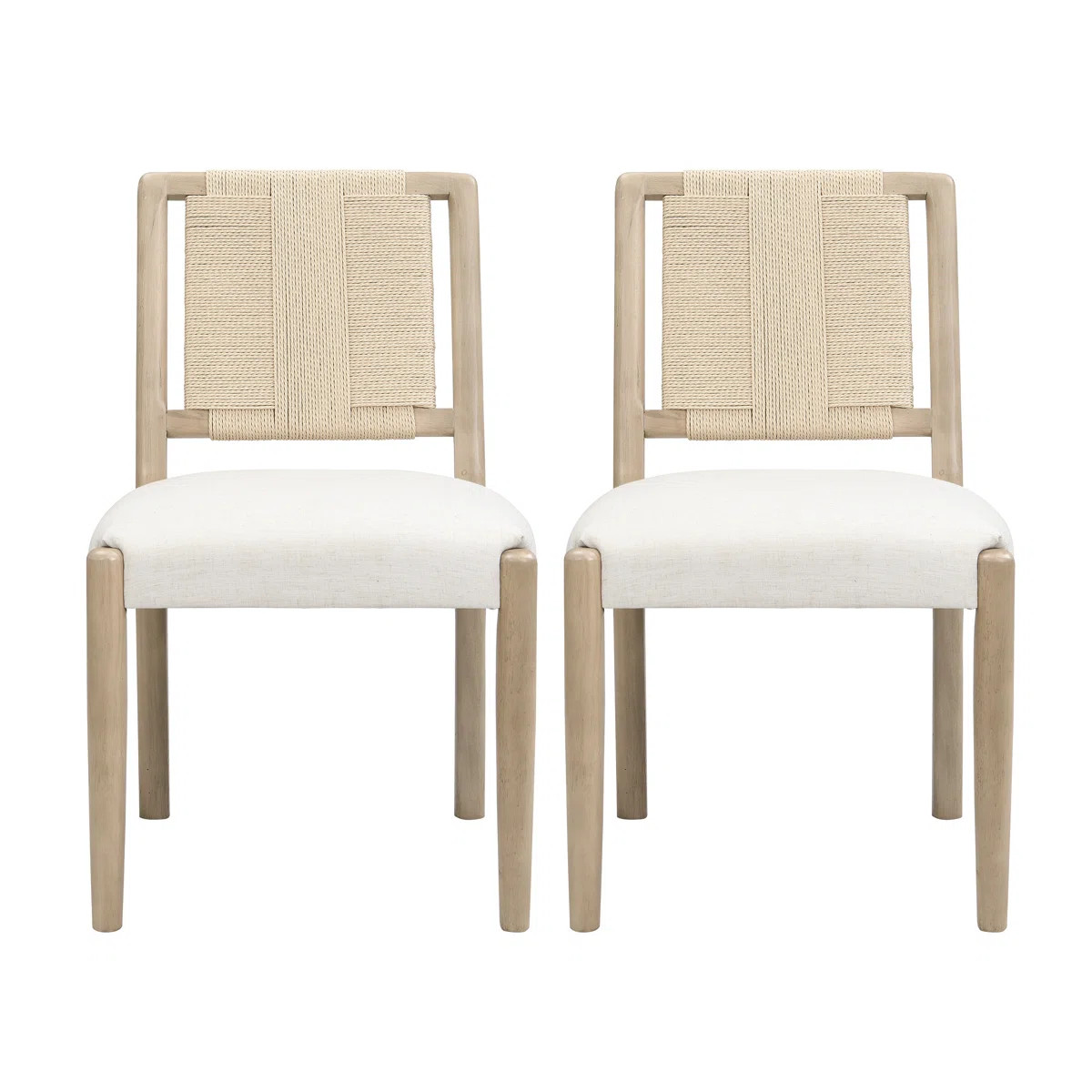 Modern Scandinavian Woven-Back Upholstered Dining Chair (Set of 2) | Wayfair North America