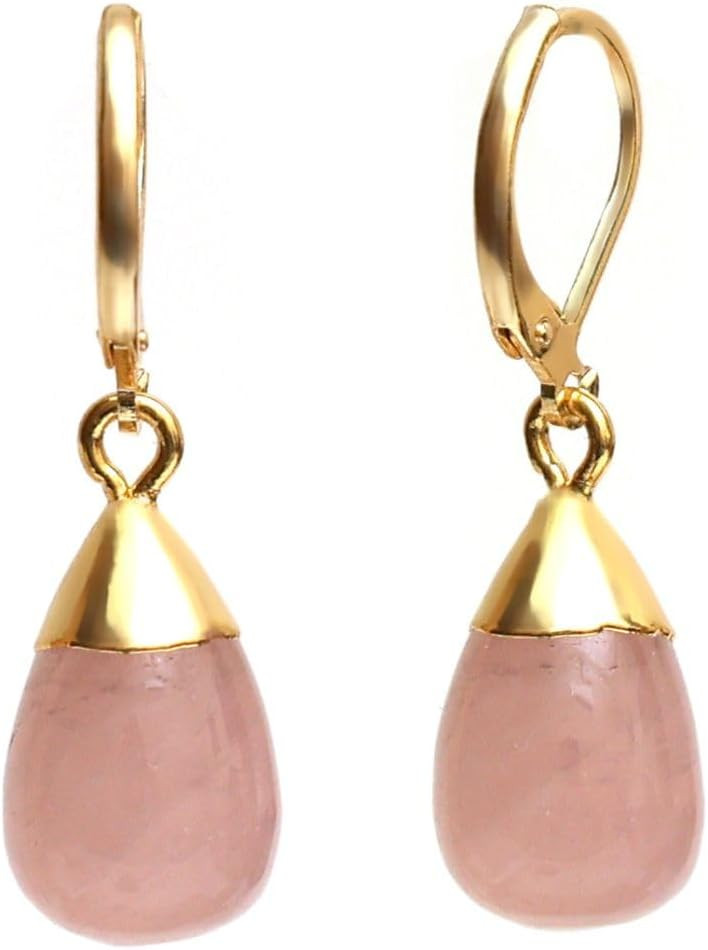 Gempires Gemstone Teardrop Leverback Earrings for Women, Boho Birthstone | Amazon (US)