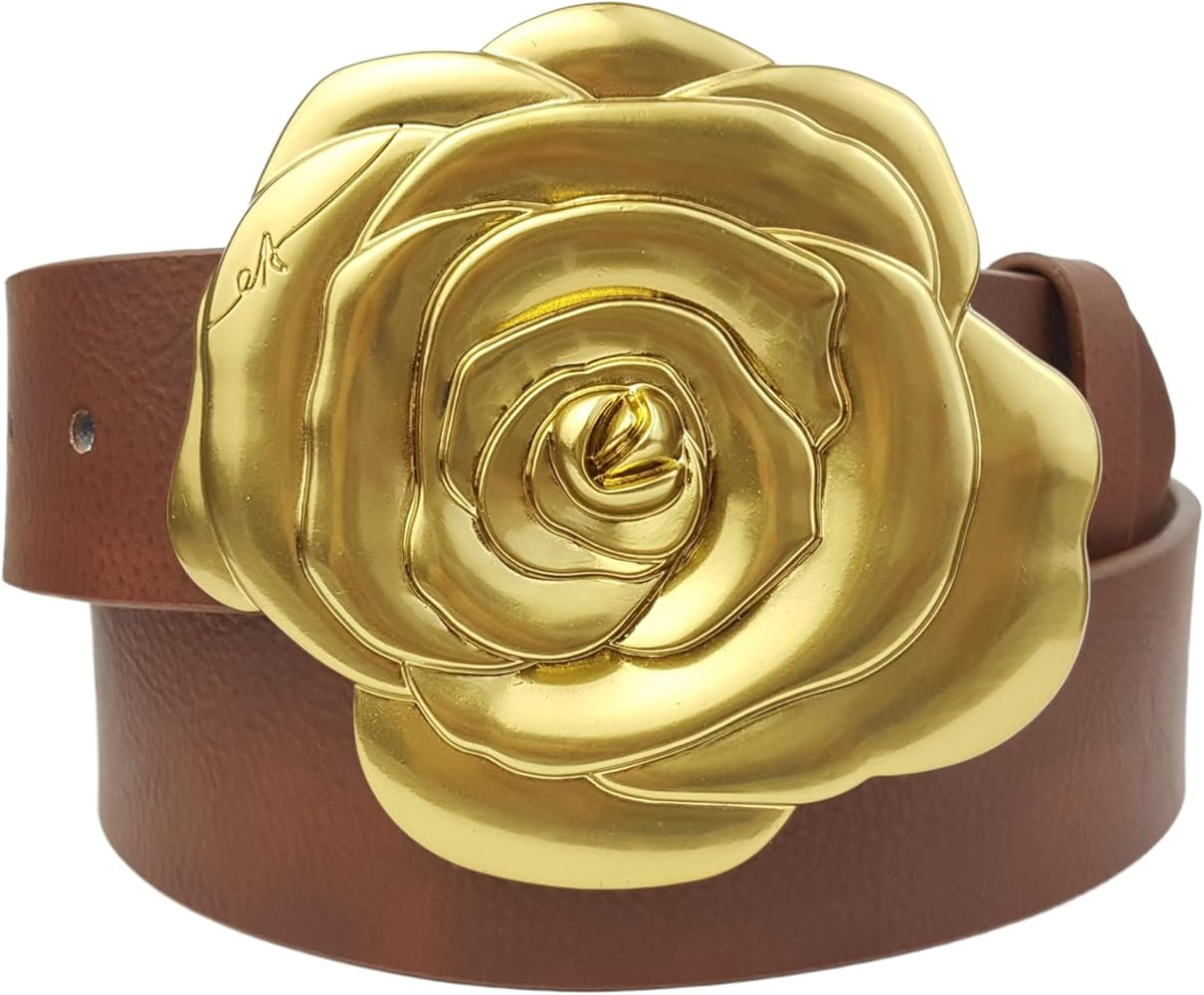 Blooming Gold Rose Statement Buckle belt | Amazon (US)