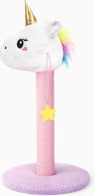 HugSmart Cat Scratching Post-Unicorn, Pink/White, 12.6 x 12.6 x 25-in | Chewy