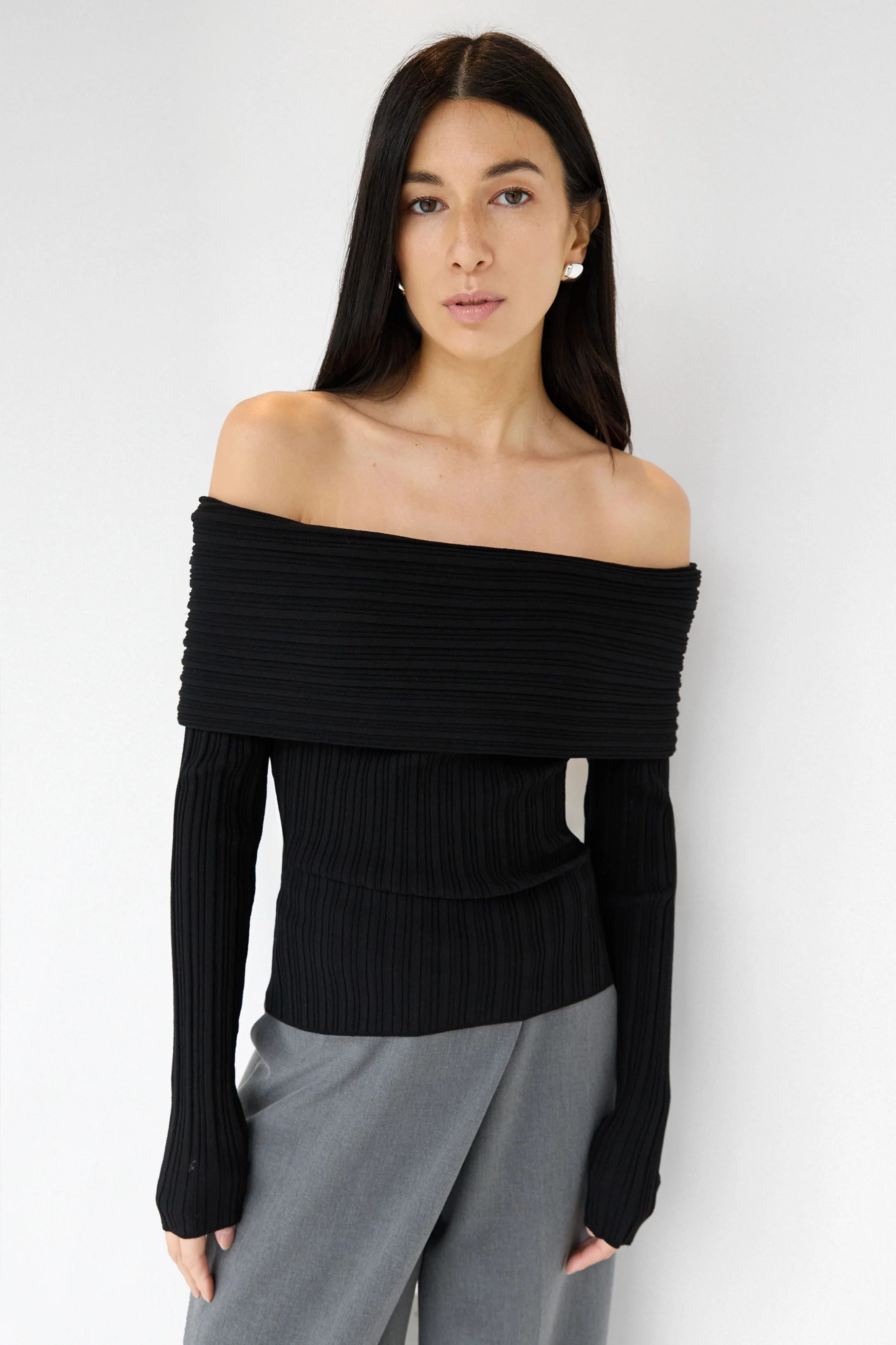 RIBBED OFF THE SHOULDER SWEATER | OAK + FORT