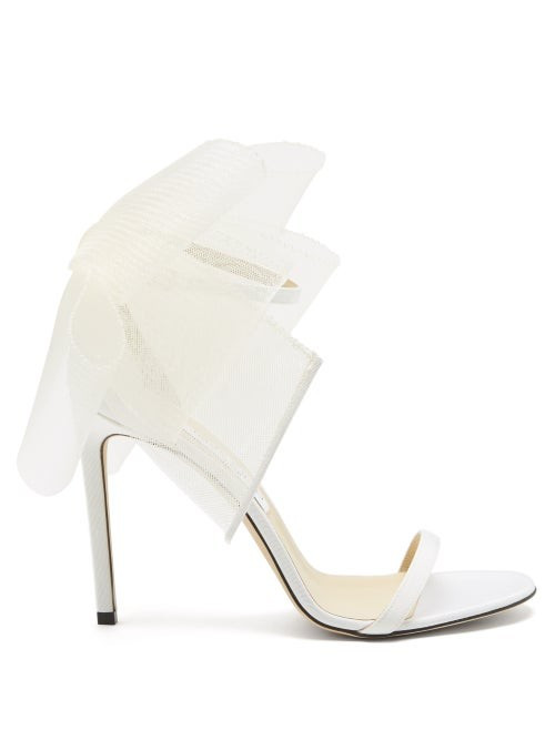Jimmy Choo - Aveline 100 Oversized Bow Satin Sandals - Womens - White | Matches (US)
