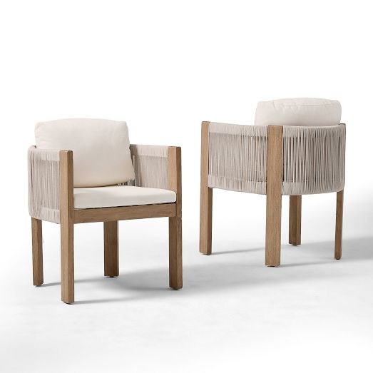 Porto Outdoor Dining Arm Chair Replacement Cushions | West Elm (US)