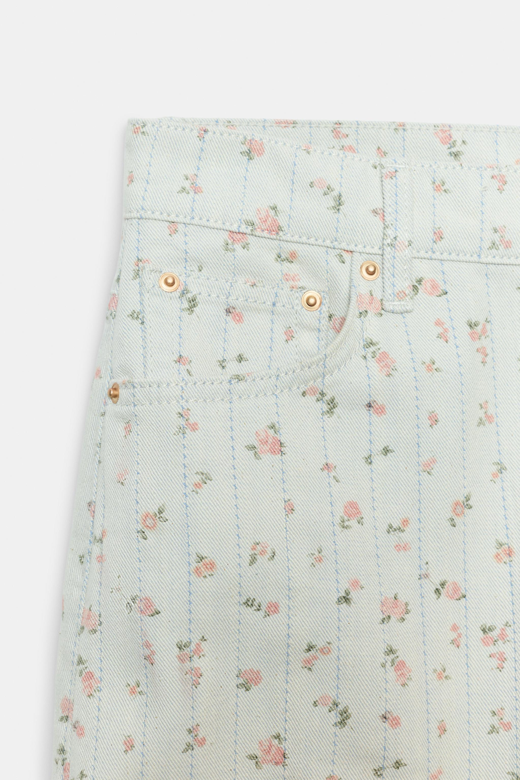 ZW COLLECTION HIGH RISE TAPERED FLORAL JEANS | Zara US