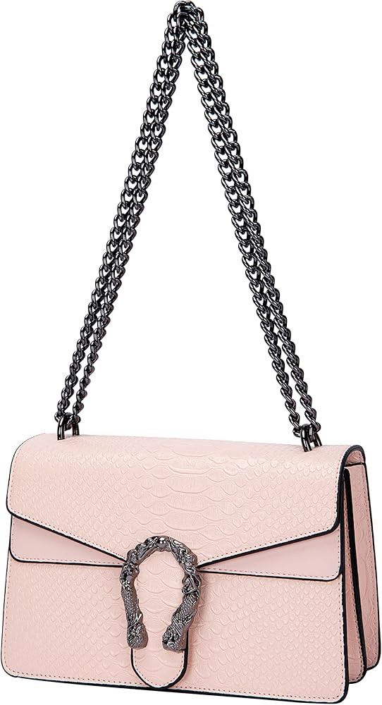 Leather Shoulder Bag Chain Purse for Women - Fashion Crossbody Bags Vintage Snake Print Underarm ... | Amazon (US)