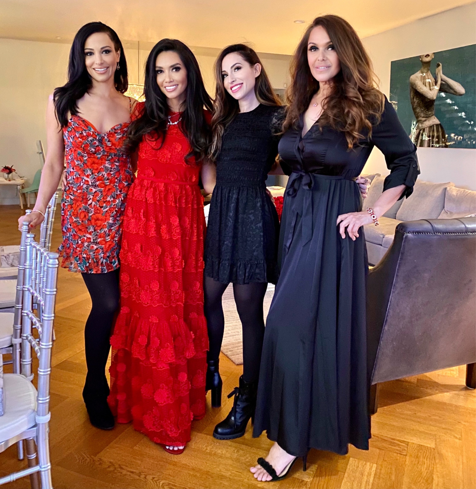 Galentine's Day celebration dinner. My red dress is Monique Lhuillier red floral lace gown. I will link it if I find one for sale. This is a few years back.  The red floral dress on the left is by super down. For some reason it won't let me link 😫

#LTKbeauty #LTKstyletip #LTKparties