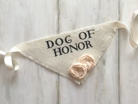 Dog of Honor Wedding Bandana Engagement Photos Save the Date Cards Collar Girl Flowers Fabric Ros... | Etsy (US)