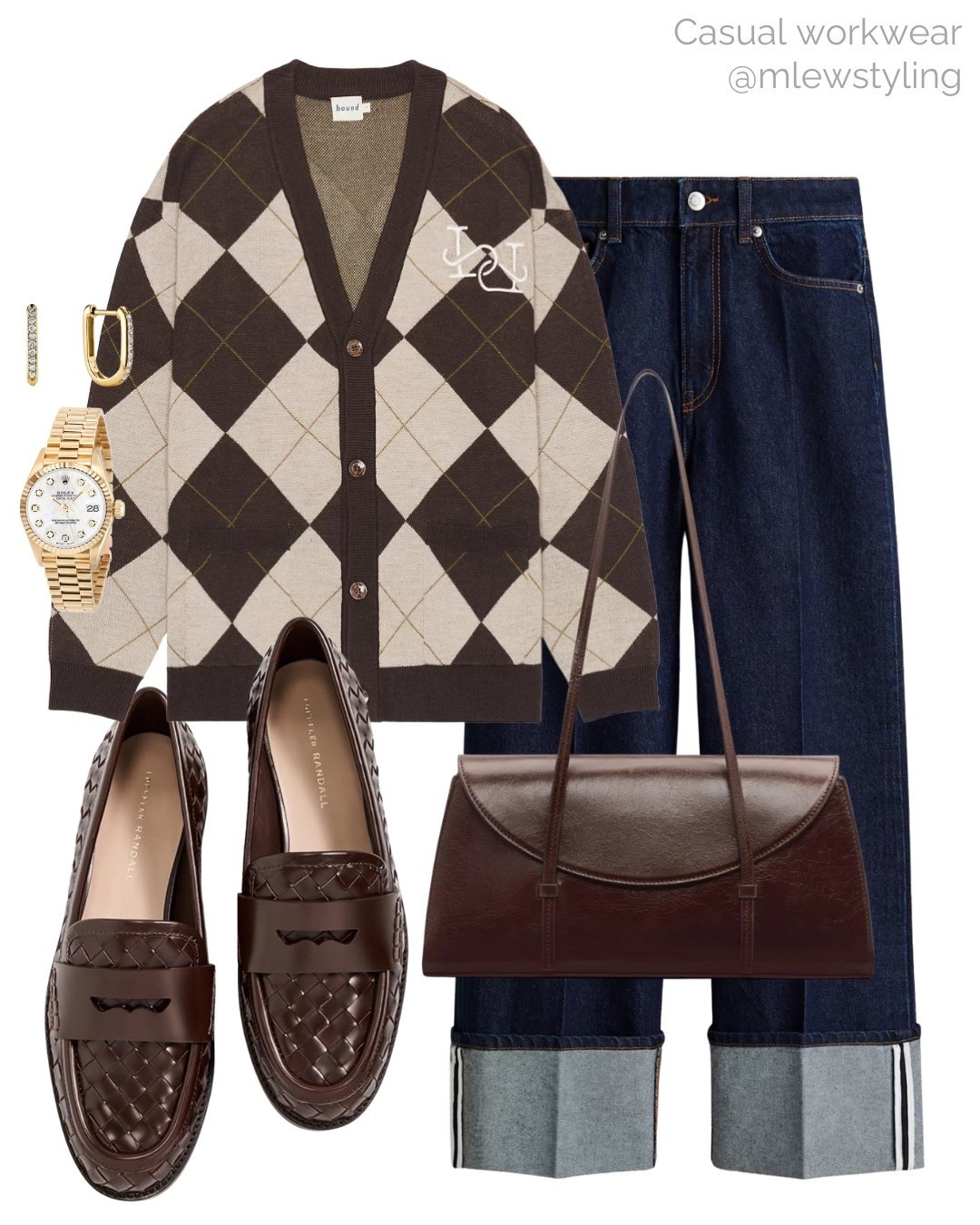 Fall outfit with animal print argyle cardigan sweater and dark wash cuffed jeans 🤎🐻
*Sweater is borrowed from the men’s section, so therefore fits big!

Tags: casual workwear, office outfit, cuff denim, leather loafers, reformation brown suede shoulder bag, gold watch, U shape Mejuri earrings, autumn outift 

#LTKWorkwear #LTKItBag #LTKShoeCrush