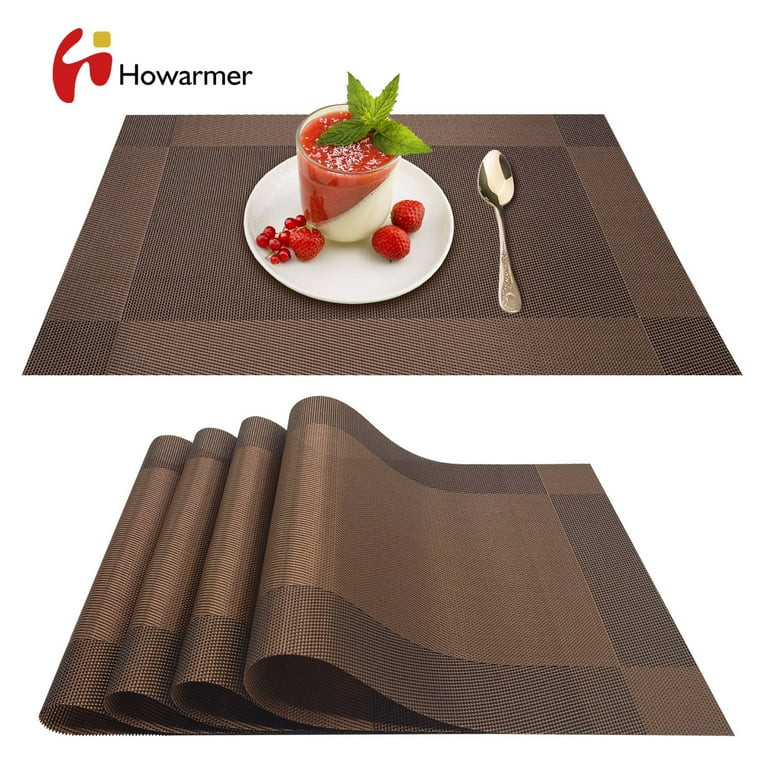Howarmer Vinyl Woven Placemats for Dining Table, 12x18 Inch Rectangle Washable PVC Placemats Anti... | Walmart (US)