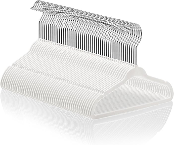 Casafield 50 Velvet Baby Hangers - 11" Size for Infant & Toddler Clothes - Ivory | Amazon (US)
