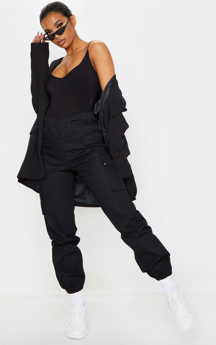 Black Pocket Detail Cargo Pants | PrettyLittleThing CAN