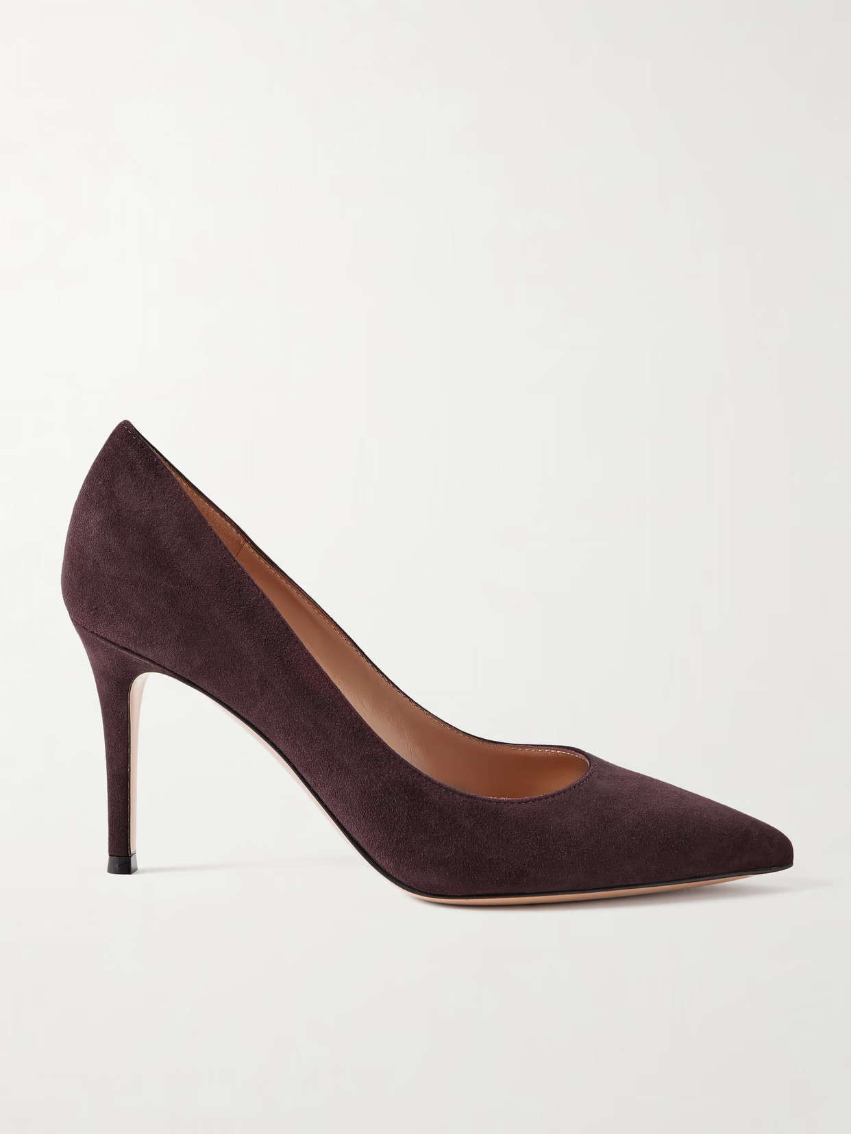 Gianvito Rossi - Gianvito 85 Suede Pumps - Burgundy | NET-A-PORTER (US)