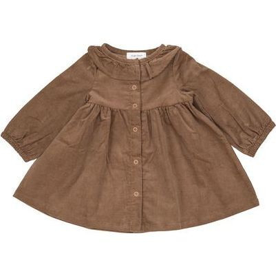 Mocha Ruffle Neck Dress, Brown | Maisonette