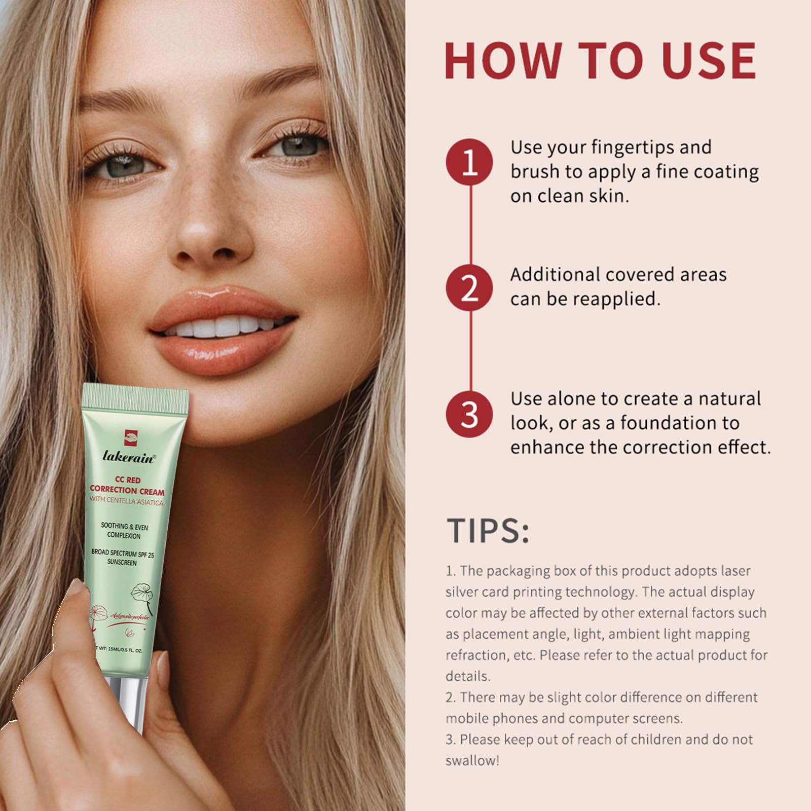 CC Cream Red Corrector with Centella,Redness Corrector for Face Blemishes,Red Skin,Acne Marks,Med... | Amazon (US)