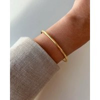 Never Fades - Water Resistant 18K Bangle Bracelet Gold Cuff Statement Layering Bracelet For Women Bcw32 | Etsy (US)