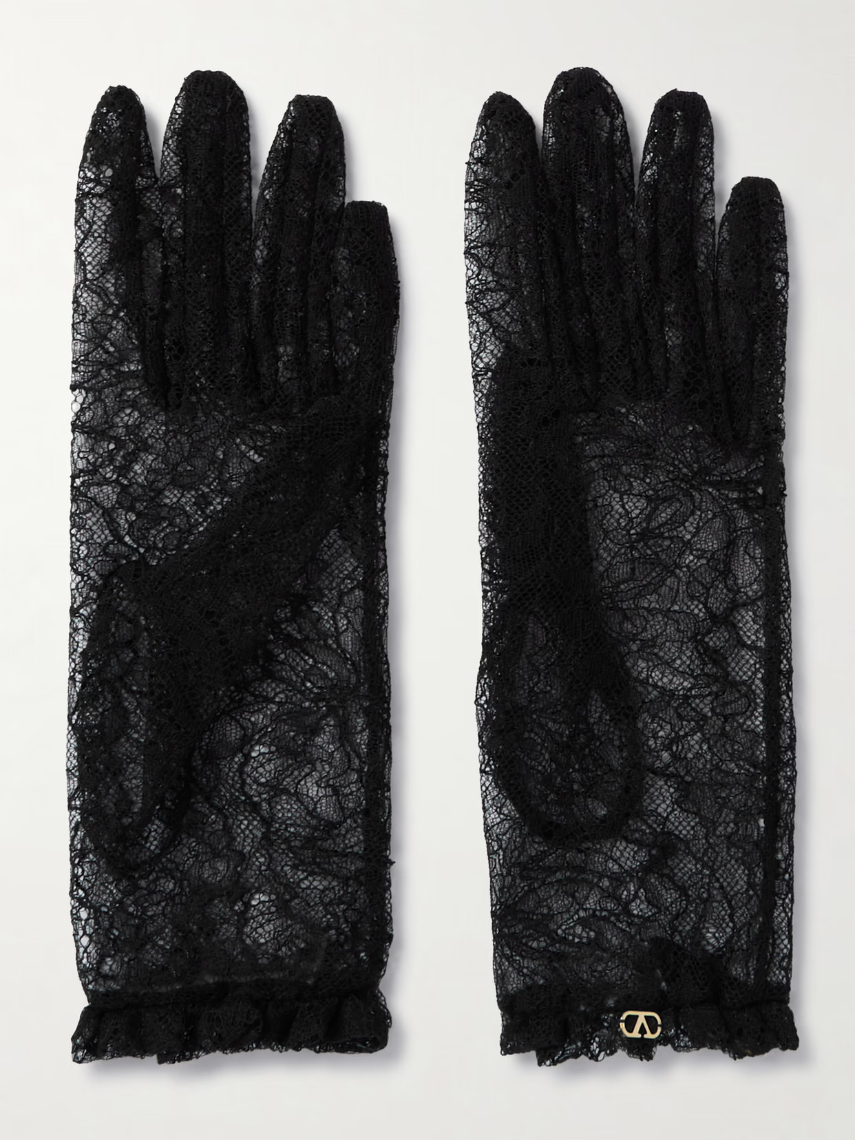 Valentino Garavani - Vlogo Embellished Lace Gloves - Black | NET-A-PORTER (US)